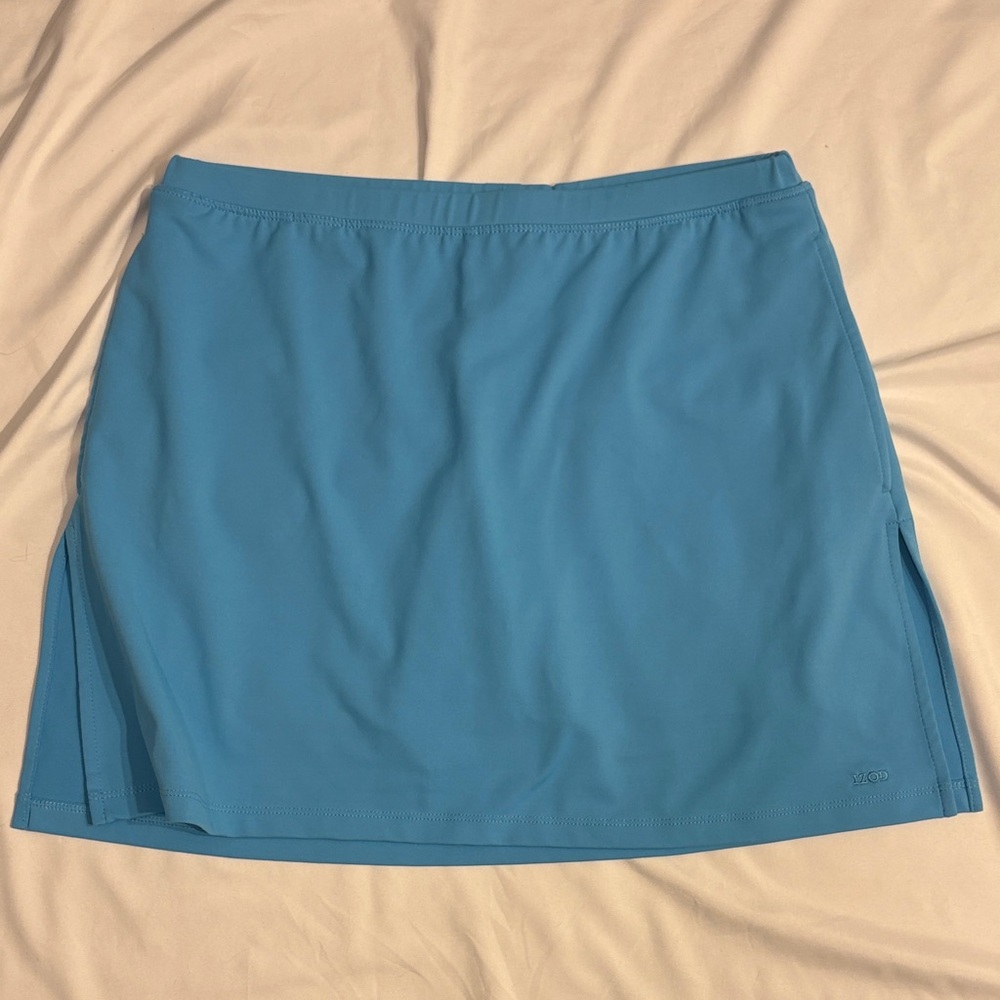 Sky Blue Izod Golf Tennis Skirt Skort, XS Pickleball Built in Shorts Side Slit